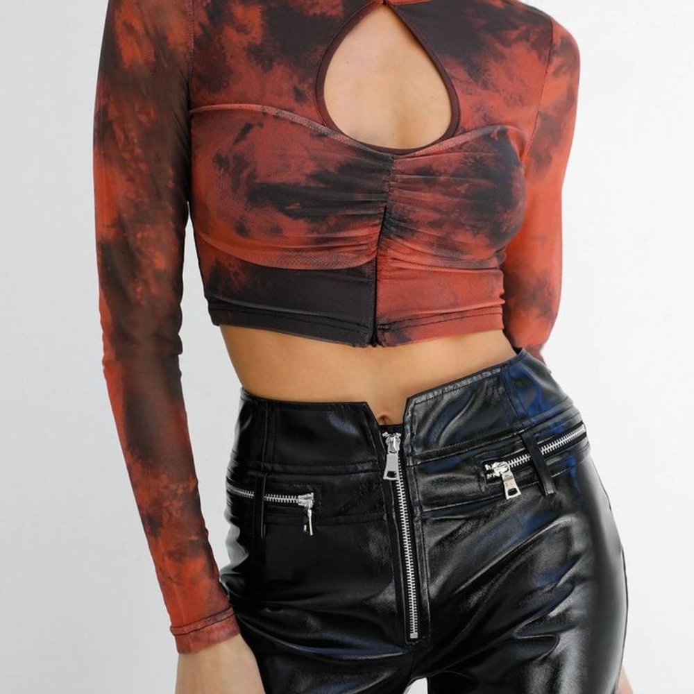 tiger mist orange and black blondie top in rust
